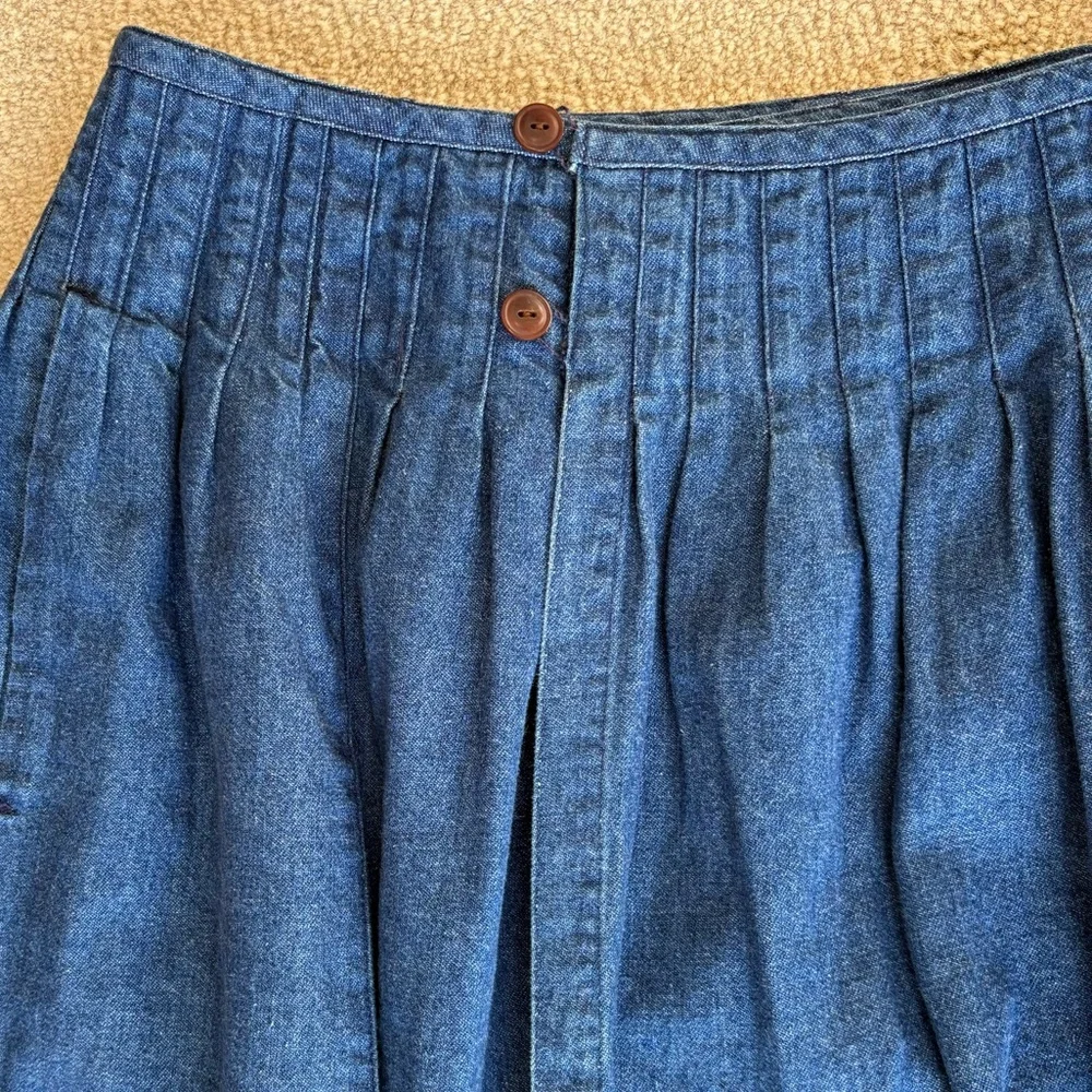 Vintage Ralph Lauren drop waist Denim midi Skirt - Picture 2 of 5
